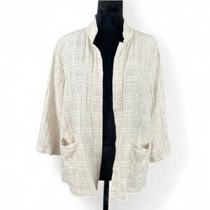 Eileen Fisher Organic Cotton Linen Blend Coastal Gauze Airy Lightweight Cardigan